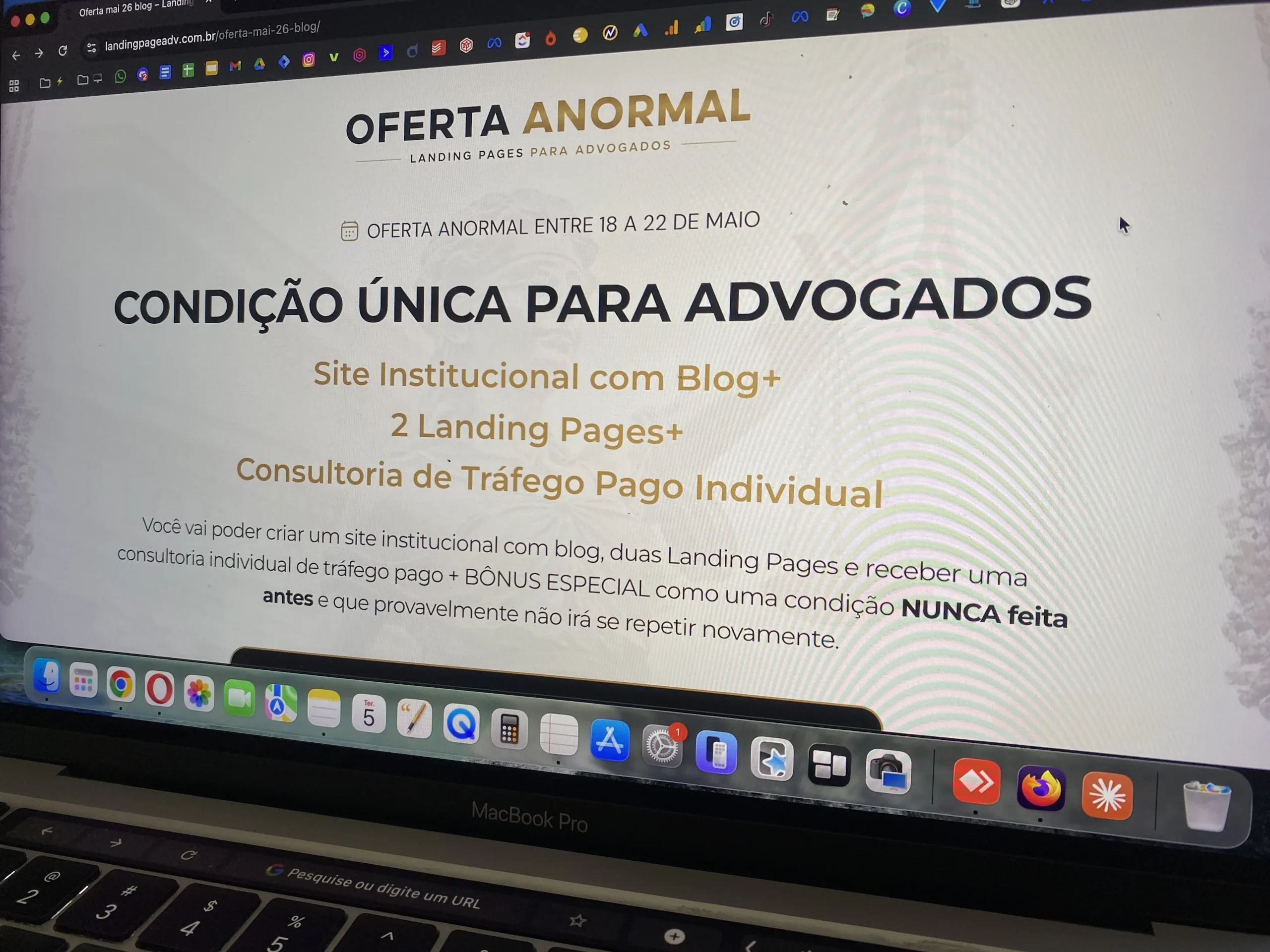 A Oferta Anormal da LPADV traz site, landing pages e consultoria de tráfego pago em um pacote único. Disponível de 18 a 22 de maio. Garanta sua vaga.