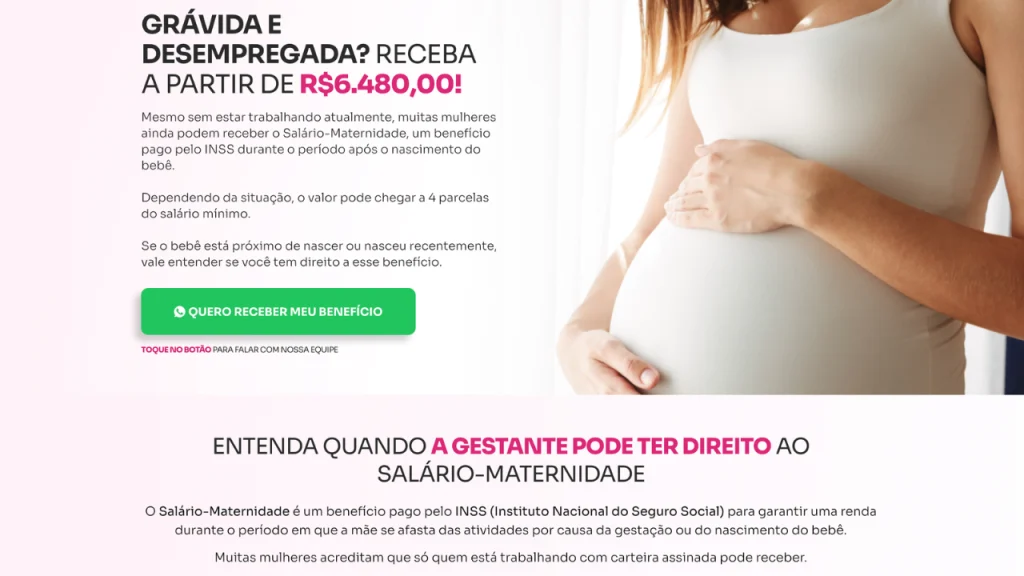 Exemplos de Landing Page Para Advogado 2026, Landing Page Advogado de Salário Maternidade