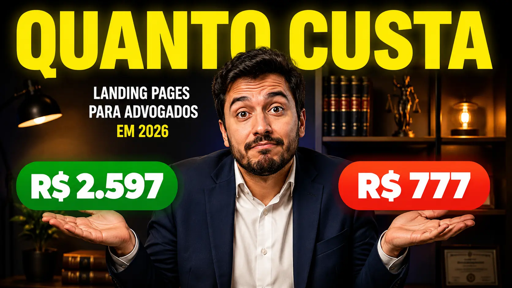 Quanto custa uma landing page para advogado em 2026: domínio, hospedagem e desenvolvimento. Guia com valores reais e opções recomendadas.