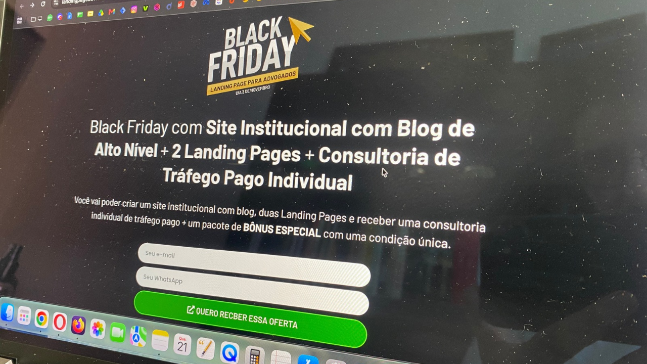 Descubra o que está incluído na oferta de Black Friday da Landing Pages Para Advogados e como esse pacote pode transformar a captação de clientes na advocacia do seu escritório.